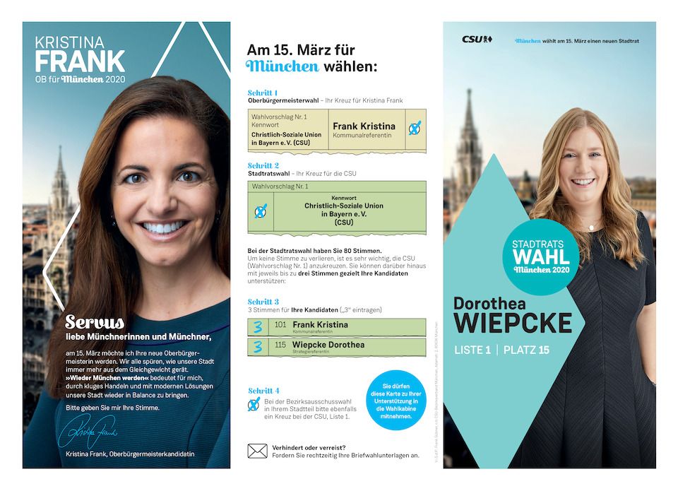 Dorothea Wiepcke - Kandidatin der CSU München für den Stadtrat 2020 - Flyer Seite 1