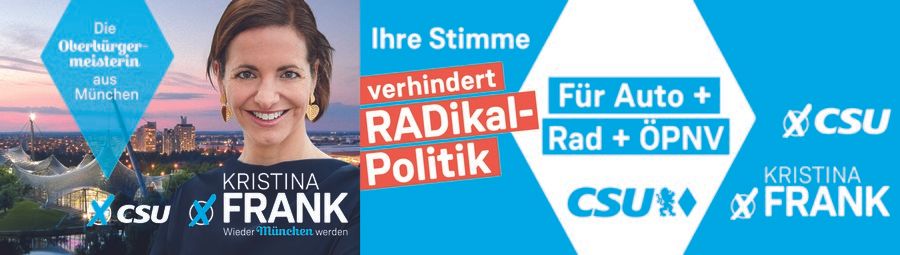Wahlplakat - Kristina Frank & für Auto + Rad + ÖPNV